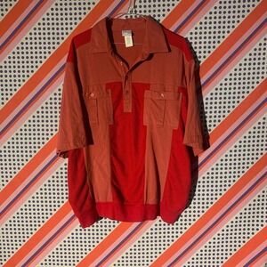 Haband Casual Joe Vintage 80s Polo Shirt Mens XL Red Brick Retro Bowling Style